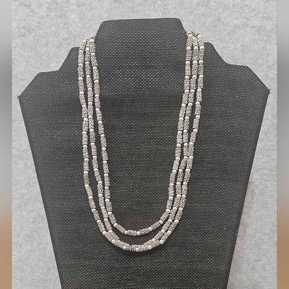 Vintage Napier Silver Tone Multistrand Necklace